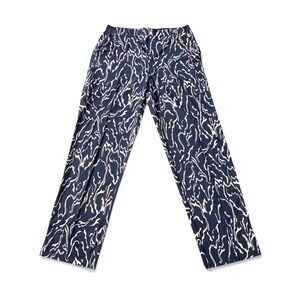 Athleta Printed Vienna Cargo Pants 16 Navy Orchid Pink UPF 50 Travel Active